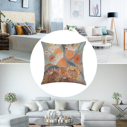 Australian Boquet Linen Throw Pillow Cover