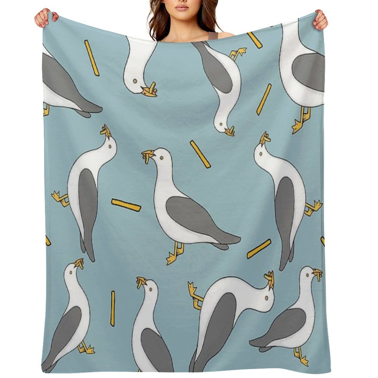 Seagull And Chips Throw Blanket