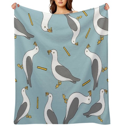 Seagull And Chips Throw Blanket