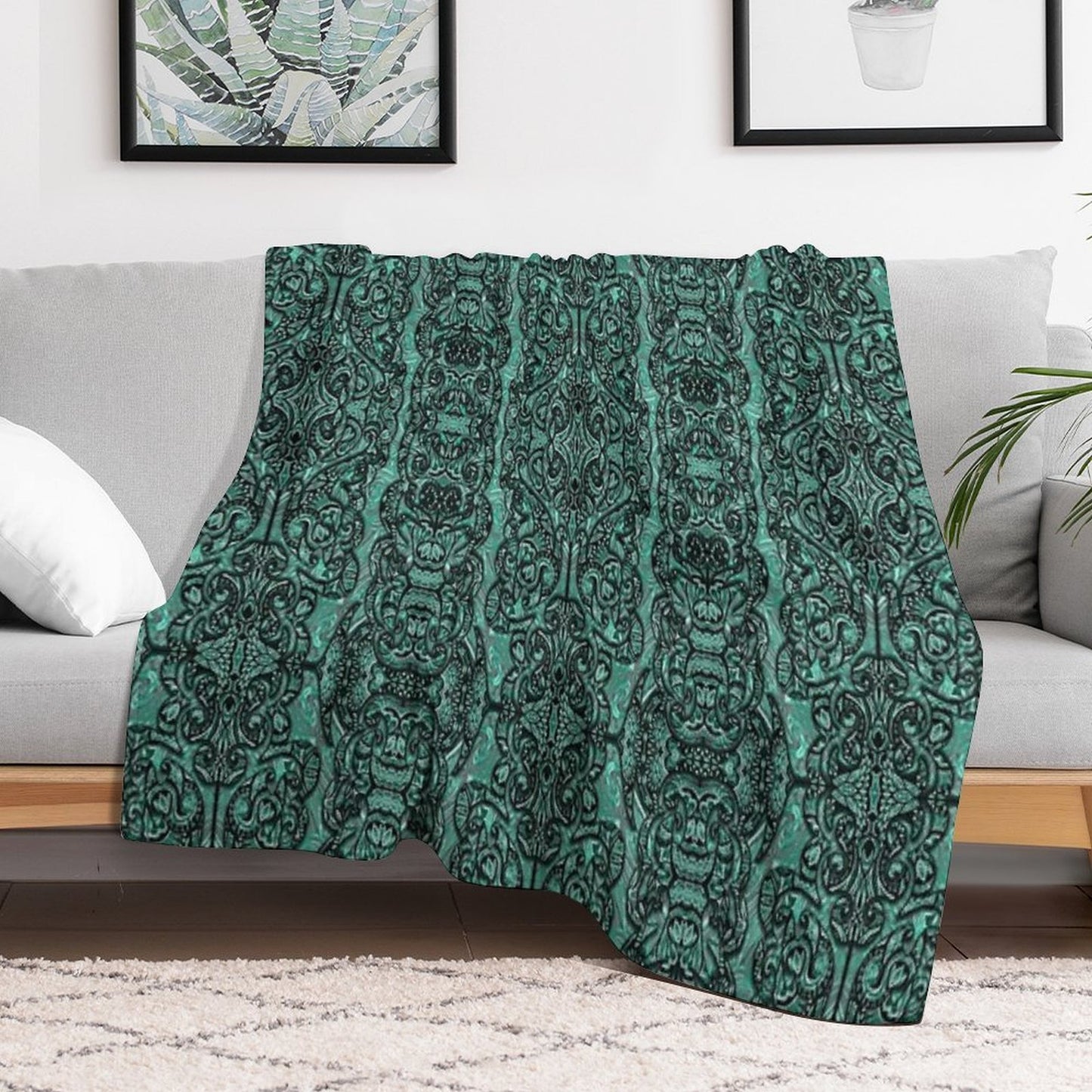 Bohemian Sadcyan Throw Blanket