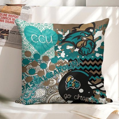 Coastal Carolina University Collage Linen Throw Pillow Cover