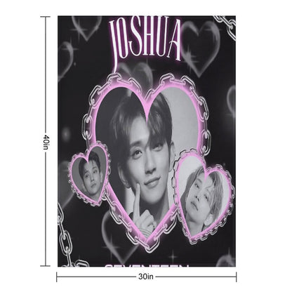 Kpop Seventeen Joshua Y2K Heart Throw Blanket