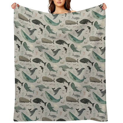 Whale Song Gray Throw Blanket