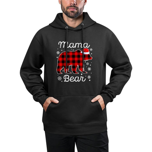 Mama Bear Christmas Pajamas Red Plaid Buffalo Family Machine Washable Hoodie