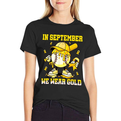 in September We Wear Gold Baseball Drip Boy Childhood Cancer  Classic T-Shirt