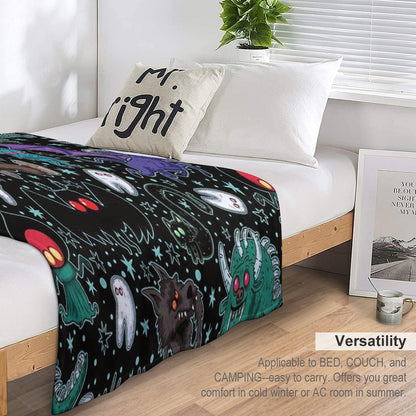 Cryptids Night Black Throw Blanket