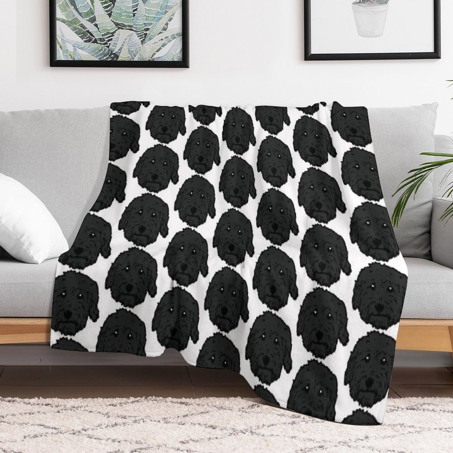 Charcoal Poodle - Dark Gray Goldendoodle! Black Labradoodle! Adorable Doodle Teddy Bear Dog - in Chocolate Brown, Dark Brown Dog Throw Blanket