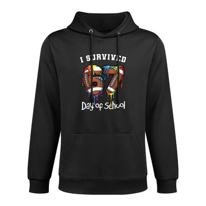 I Survived 67 Days of School Funny Teacher Football Drip Easy Care Hoodie