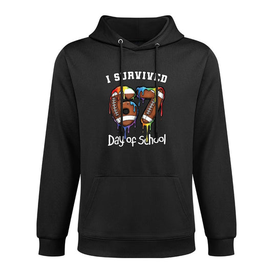 I Survived 67 Days of School Funny Teacher Football Drip Easy Care Hoodie