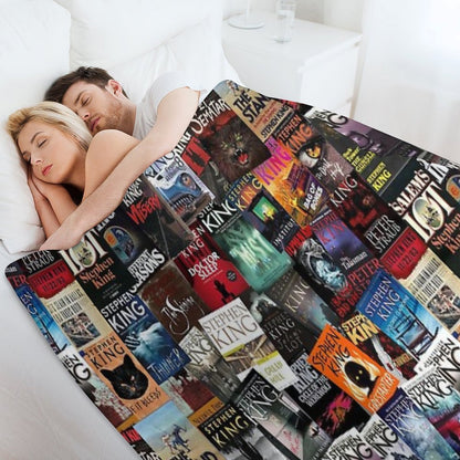 Stephen King Book Covers, Horror Bookworm Throw Blanket