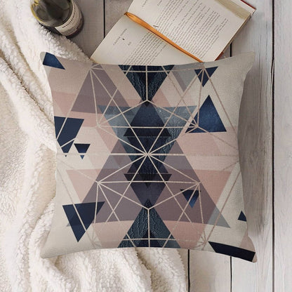 Blush Navy Geometric Linen Throw Pillow Cover