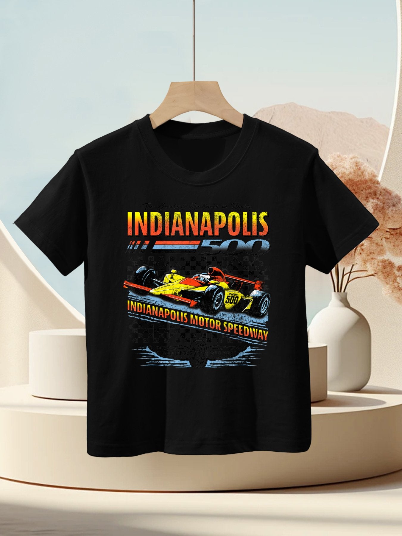 Indy 500 The Greatest Spectacle In Racing Distressed Poster Kids T-Shirt