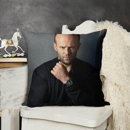 Jason Statham Linen Throw Pillow Cover