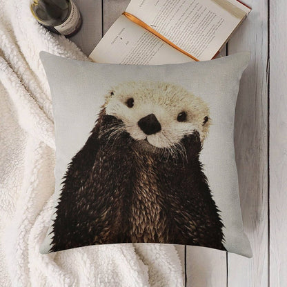 Otters Gonna Ott Linen Throw Pillow Cover