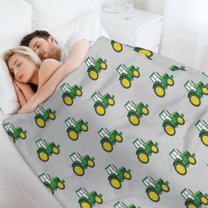 Green Tractors on Grey - Farming - Farm Themed Throw Blanket