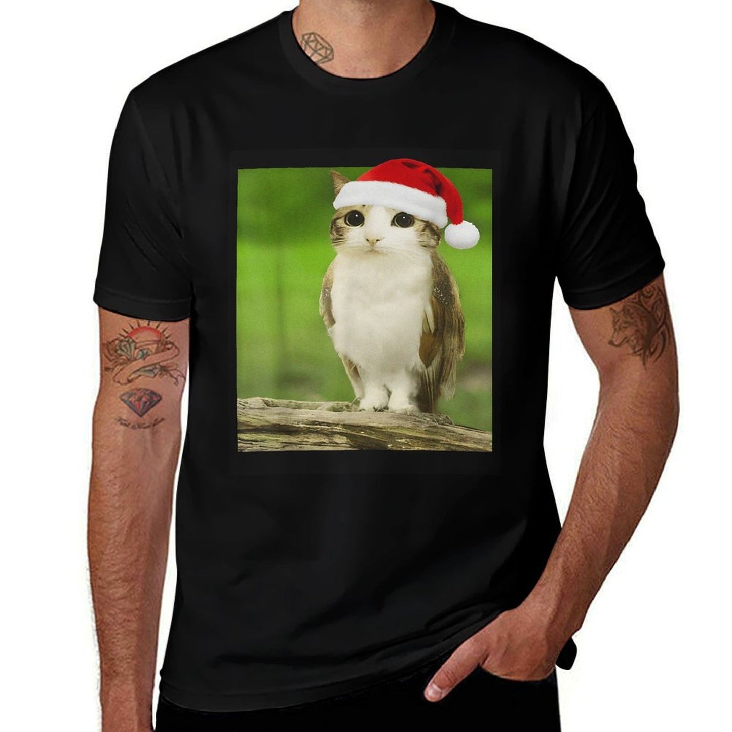 Funny Adorable Cat Owl Meme Meowl Christmas  Easy-care T-Shirt