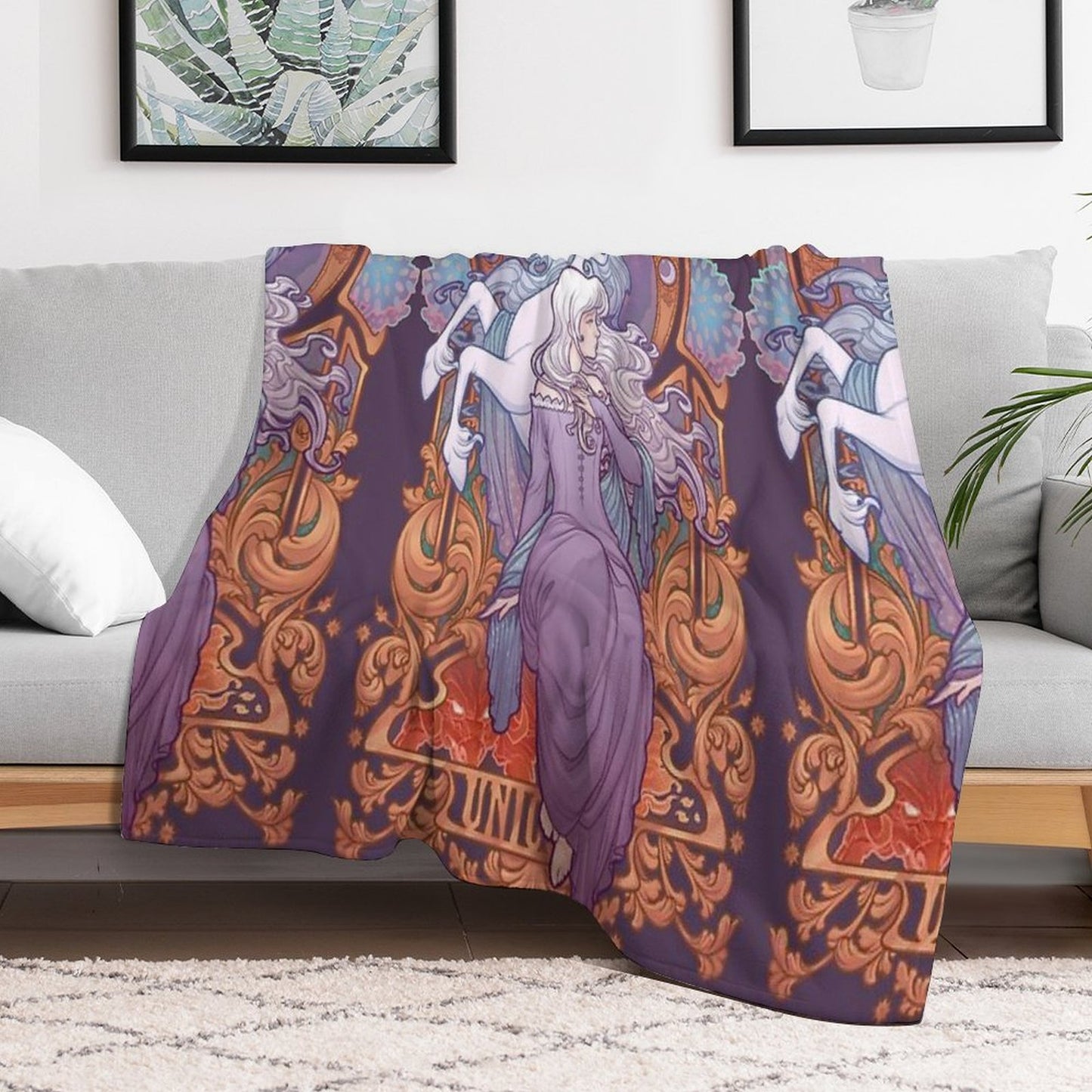 Lady Amalthea - The Last Unicorn Throw Blanket