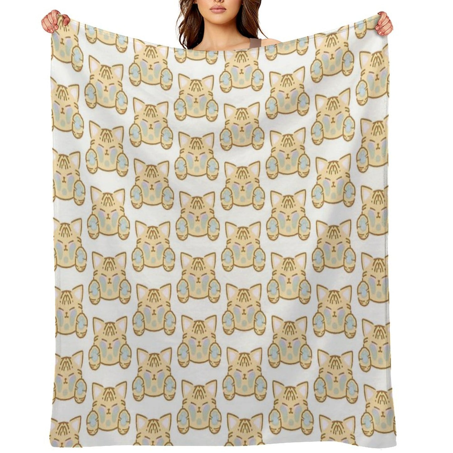 Cute Kitties Cat Sticker Throw Blanket