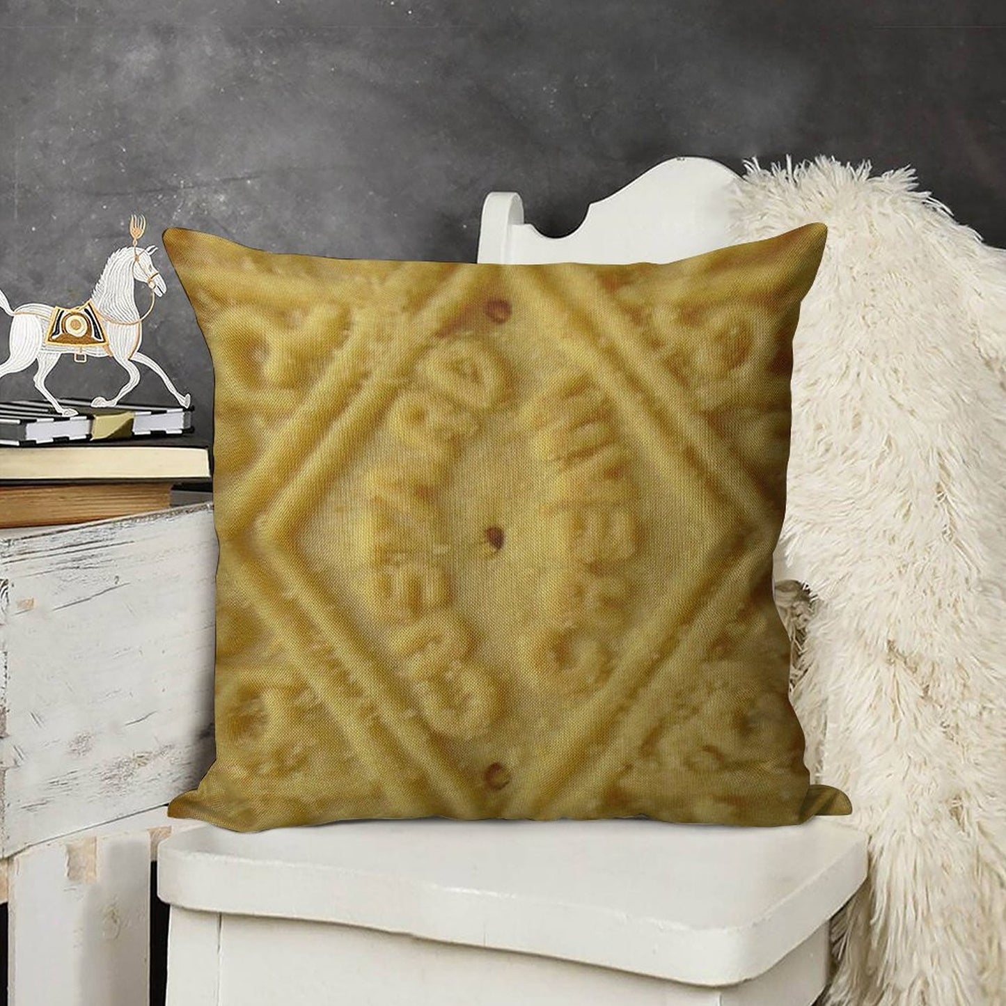 Custard Cream Linen Throw Pillow Cover