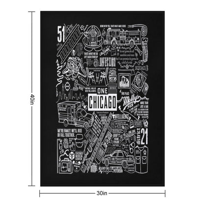 ONE CHICAGO COLLAGE on Black Throw Blanket