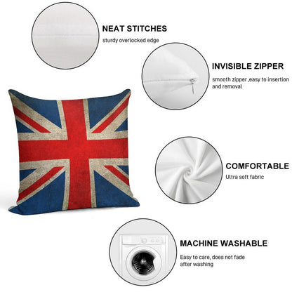 Old And Worn Distressed Vintage Union Jack Flag Soft Skin-Friendly Throw Pillow