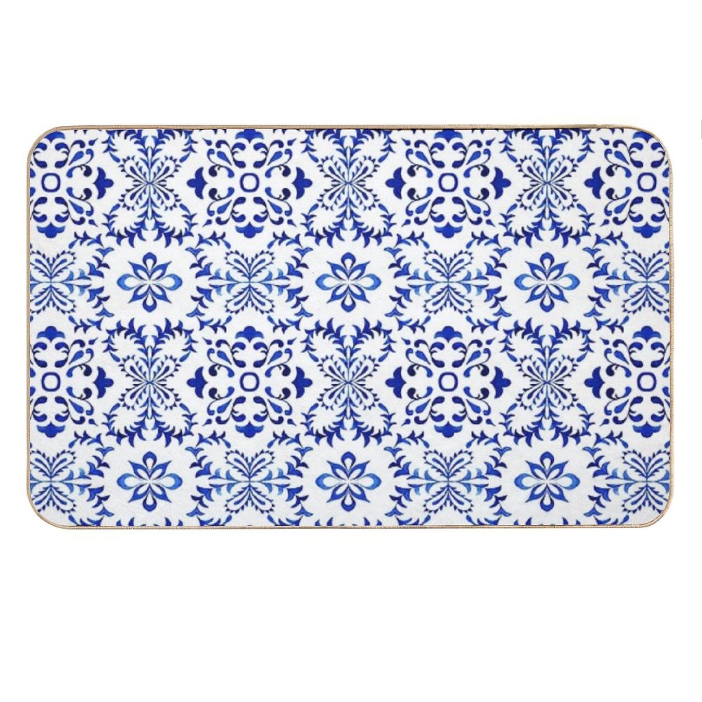Azulejo Portuguese Tile Watercolor Artwork 19 Bath Mat