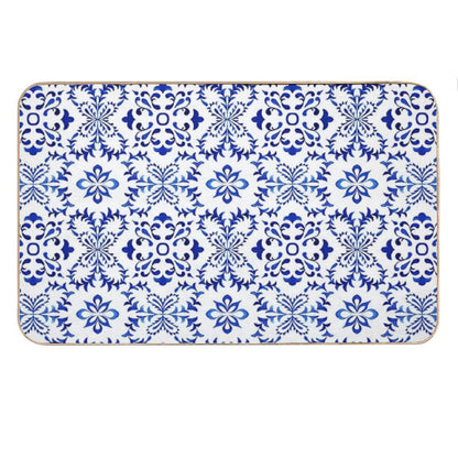 Azulejo Portuguese Tile Watercolor Artwork 19 Bath Mat