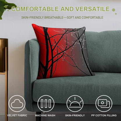 Red And Gray Soft Easy Maintenance Throw Pillow