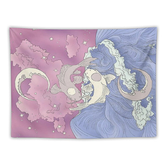 Tui And La, Moon And Ocean Spirits Art Nouveau Tapestry