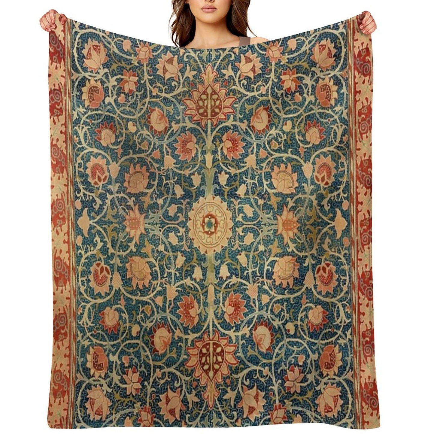 Holland Park William Morris Carpet Print Throw Blanket