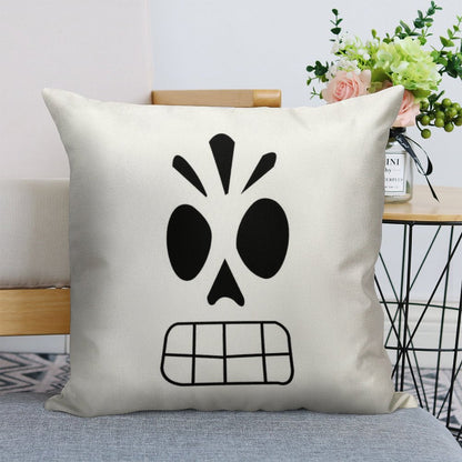 Manny Calavera Linen Throw Pillow Cover
