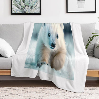 Cute Baby Polar Bear - Cute Baby Animals Throw Blanket