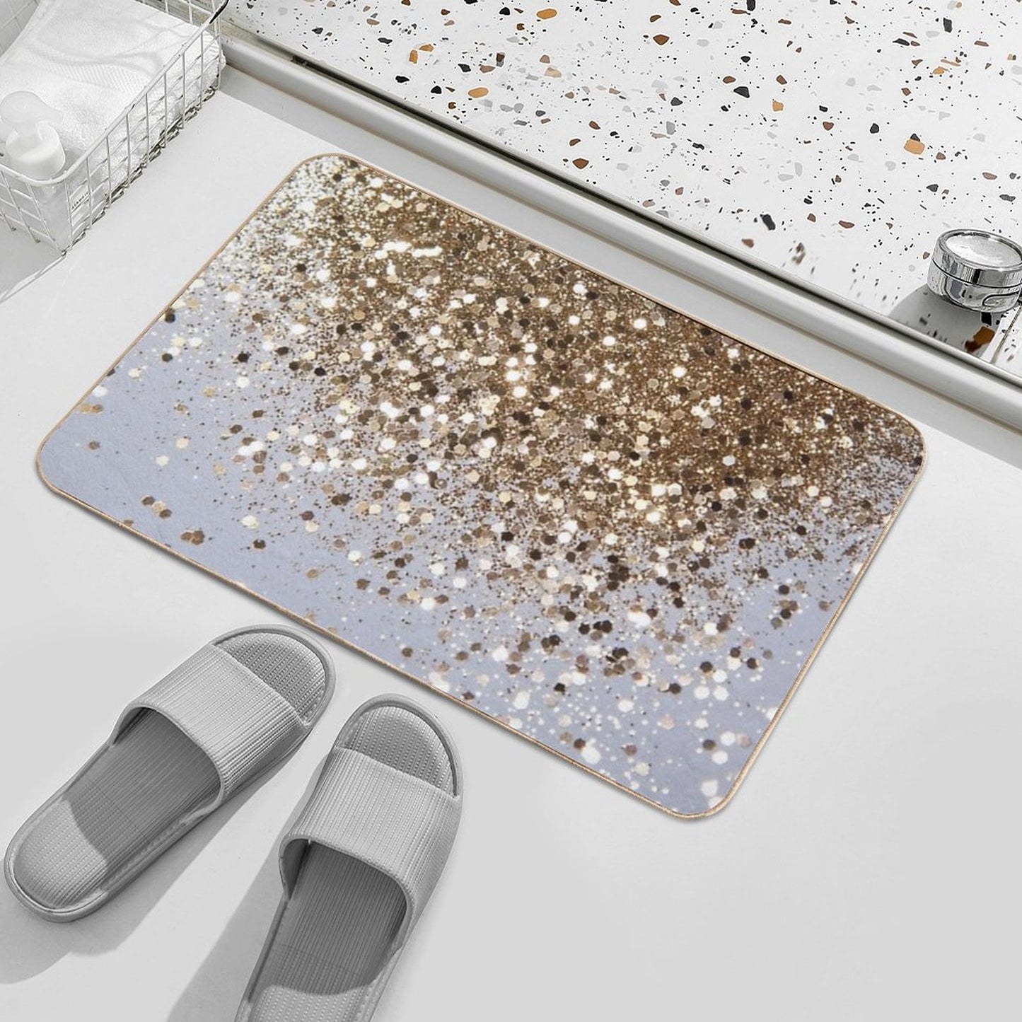Gold Glam #1 (Photo of Glitter Only - Not Reflective) Bath Mat