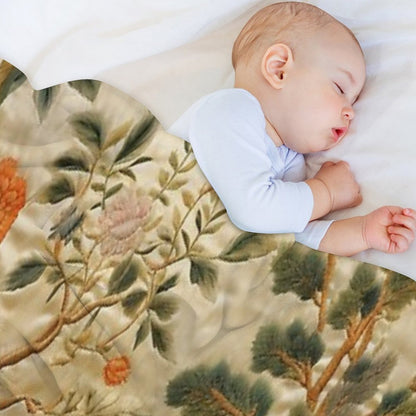Silk Floral Birds Carpet Throw Blanket