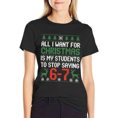 Funny Students Saying 6-7 67 Six Seven Teacher Christmas  Vintage-inspired T-Shirt