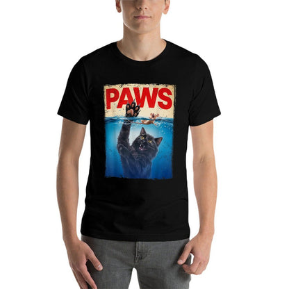 Paws Parody Black Cat Chasing A Cute Scared Mouse Top Kitten  Rolled Sleeves T-Shirt