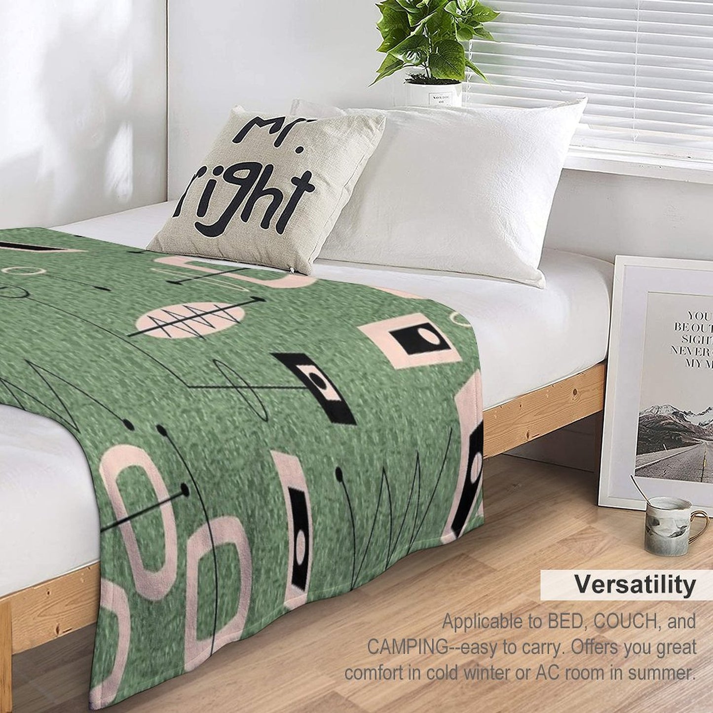 Mid-Century Modern Green Abstract Throw Blanket