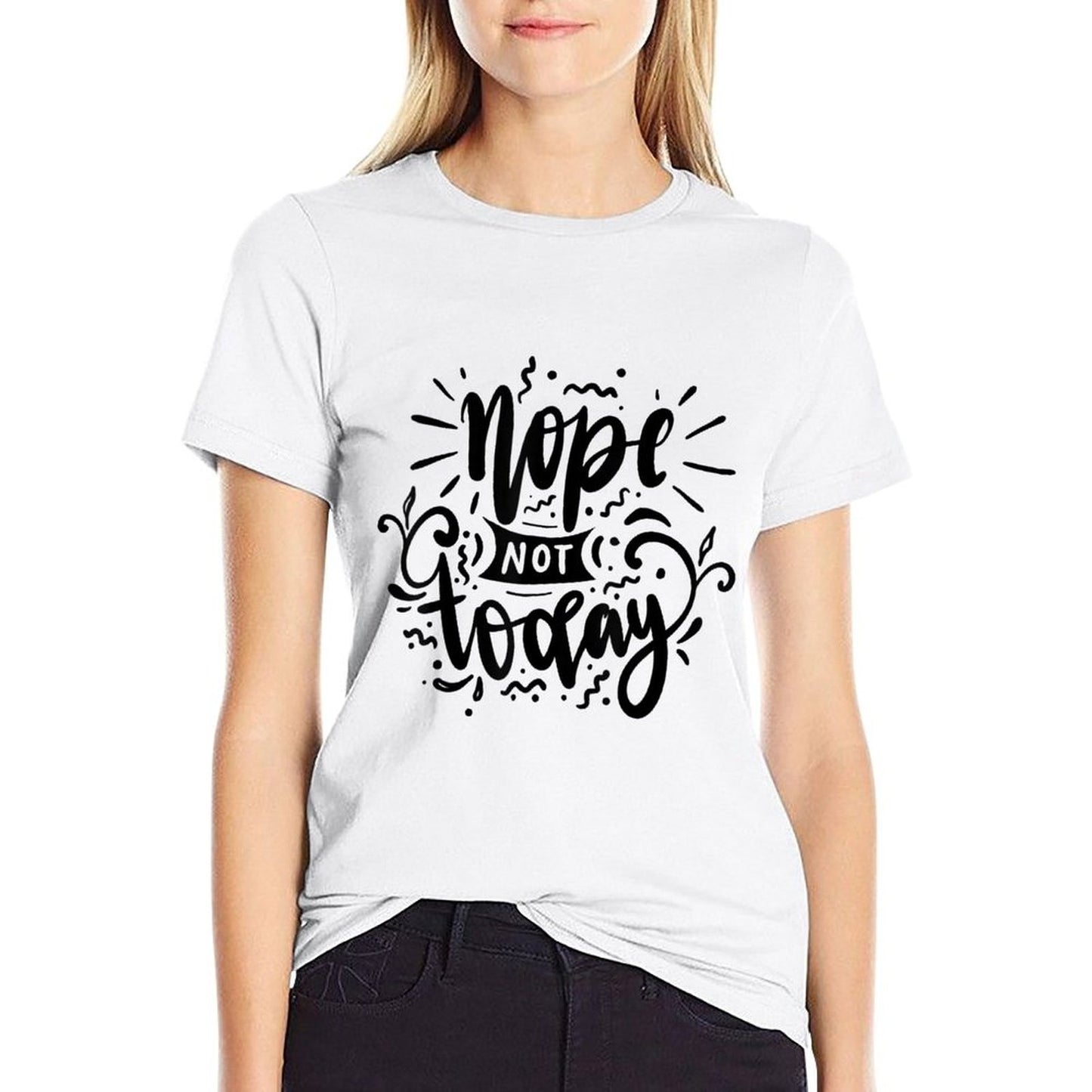 Nope for Women Funny Sarcastic Novelty Graphic Top  Polyester Blend T-Shirt