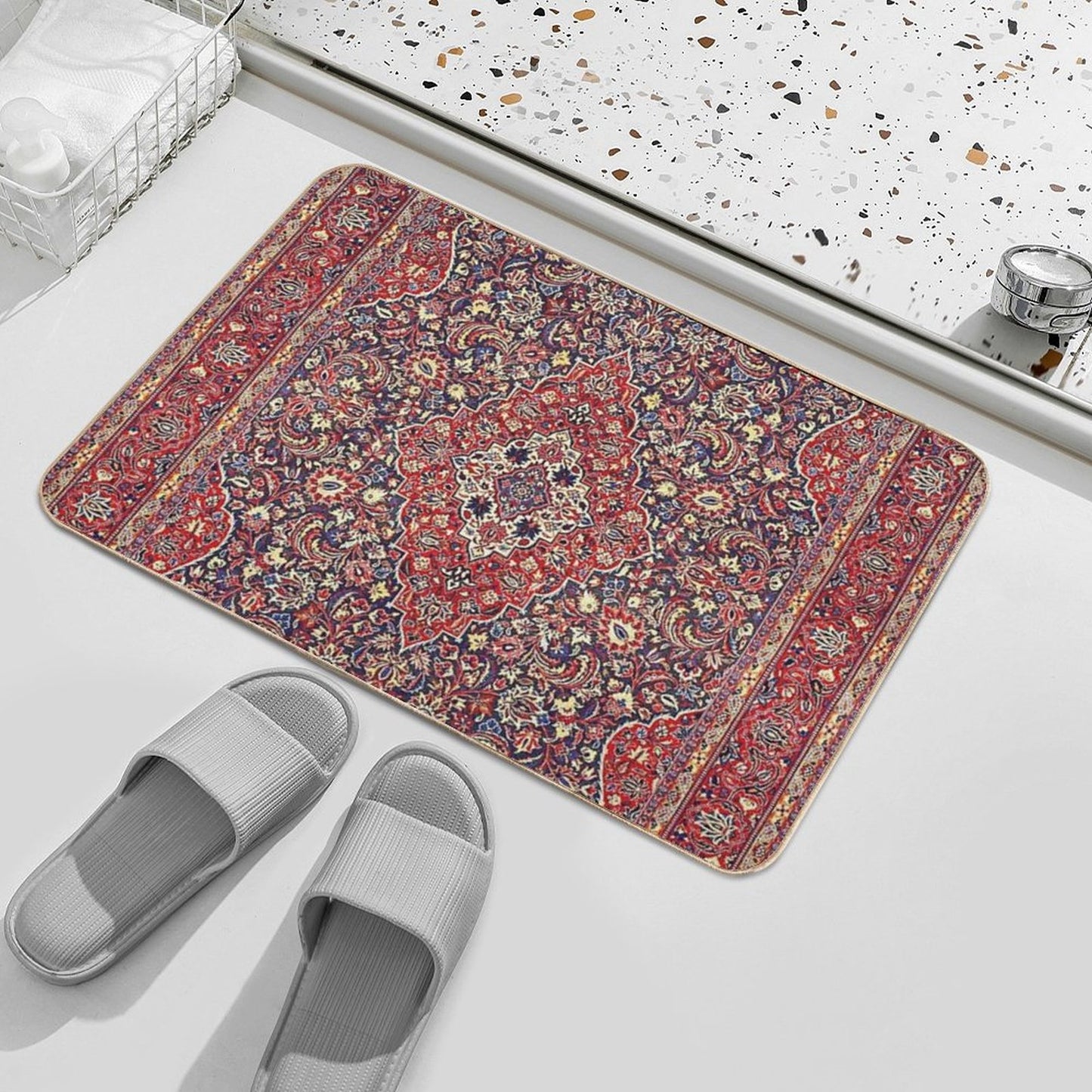 Northwest Persian Silk Carpet Print Bath Mat