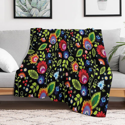 Polish Folklore - Beautiful Composition on Black Throw Blanket