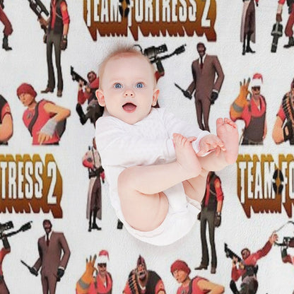 Team Fortress 2 - All Characters  Classes with TF2 Logo Throw Blanket