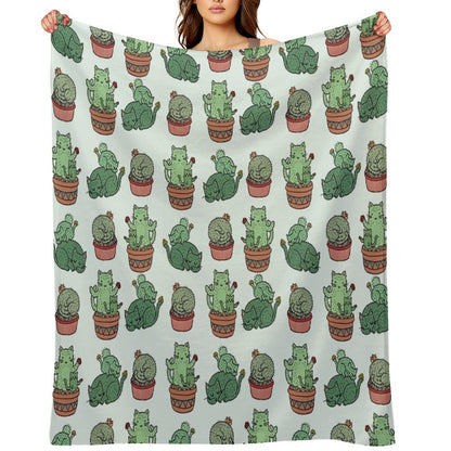 Cactus Cats Throw Blanket