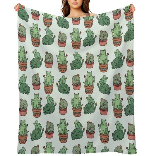 Cactus Cats Throw Blanket