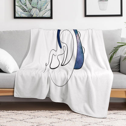 Copy of Hearing Aid Line Art with Blue Sky And Clouds Throw Blanket