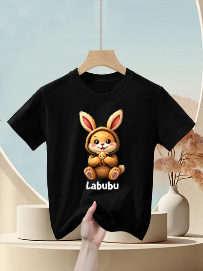 Womens Labubu Cute Funny Monsters Brown Labubu Kids T-Shirt