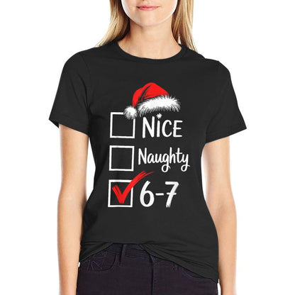 6-7 Meme Nice Naughty 67 Christmas Brain Rot Funny Graphic  Tagless Design T-Shirt