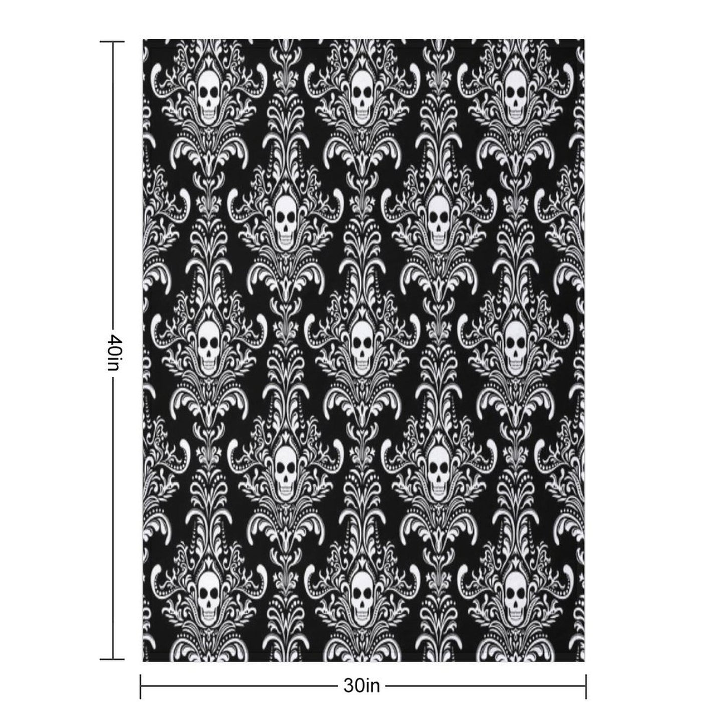 Skulls Damask Goth Halloween Pattern Throw Blanket
