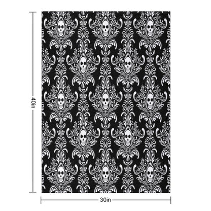 Skulls Damask Goth Halloween Pattern Throw Blanket