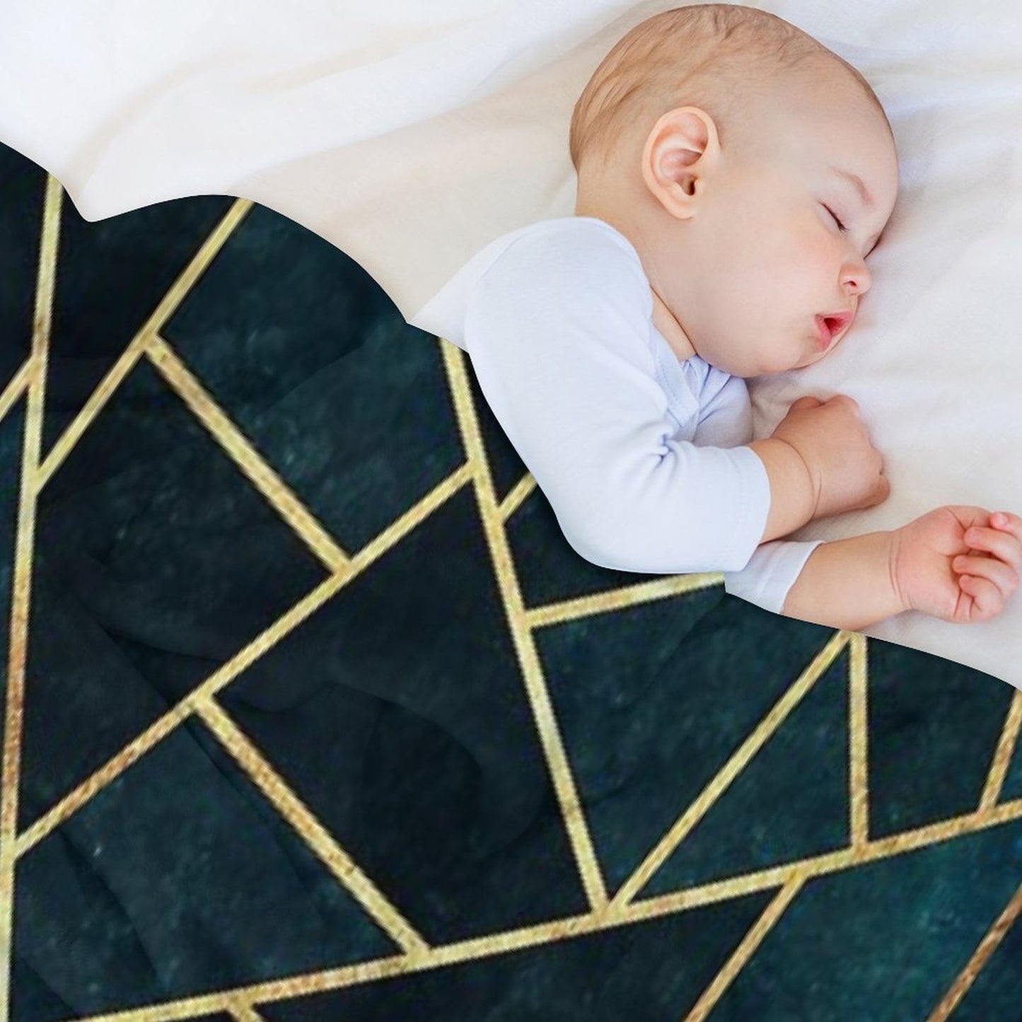 Deep Teal Geometric Throw Blanket