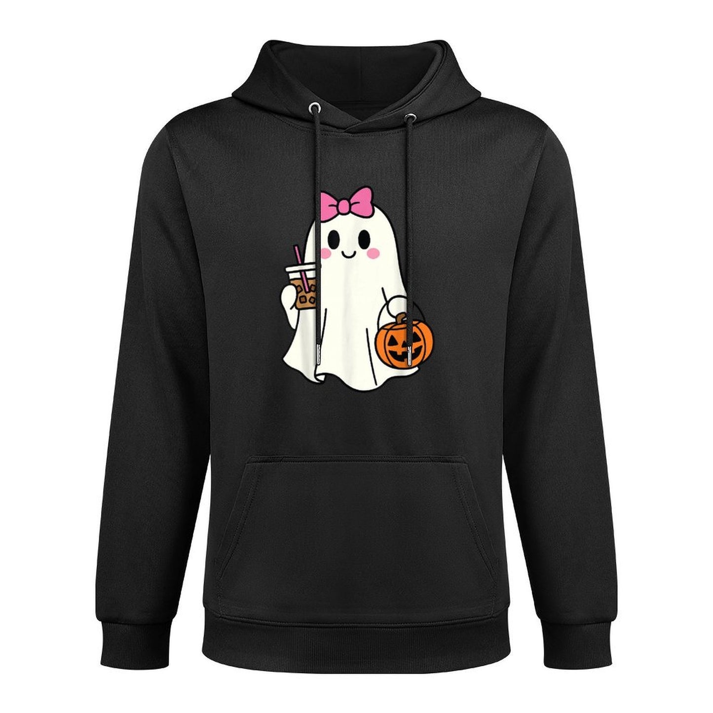 Halloween Ghost Drinking Coffee Iced Coffee Costume Women All-Day Comfort Hoodie